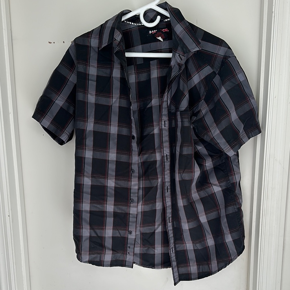 Tony Hawk Black and Gray Casual Button Down Shirt